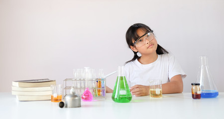 Cropped shot view Kids Education of Laboratory Research - Scientific Glassware For Chemical Background