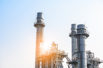 Glow light of petrochemical industry on sunset and Twilight sky ,Power plant,Energy power station area