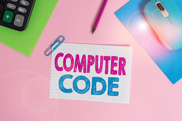 Writing note showing Computer Code. Business concept for Set of instructions forming a computer...
