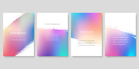 Fototapeta premium Set of Colorful Gradient Backgrounds with Brush Strokes. Vector Cover Design Templates.