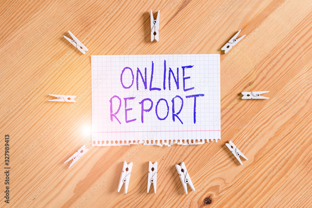 Aufkleber conceptual hand writing showing online report. concept meaning to give a description of something or