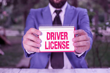 Handwriting text Driver License. Conceptual photo a document permitting a demonstrating to drive a...
