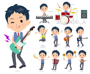 school boy Blue vest short sleeve_pop music