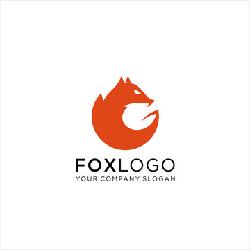 Fox Logo design vector template. Creative Wild Animal in circle Logotype concept icon.