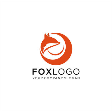 Fox Logo design vector template. Creative Wild Animal in circle Logotype concept icon.