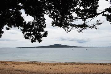 Rangitoto Island, seen from Cheltenham Beach, Auckland, New Zealand