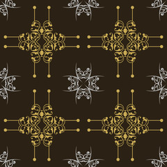 Decorative Patterns On Black Background, Seamless, Wallpaper, vector image