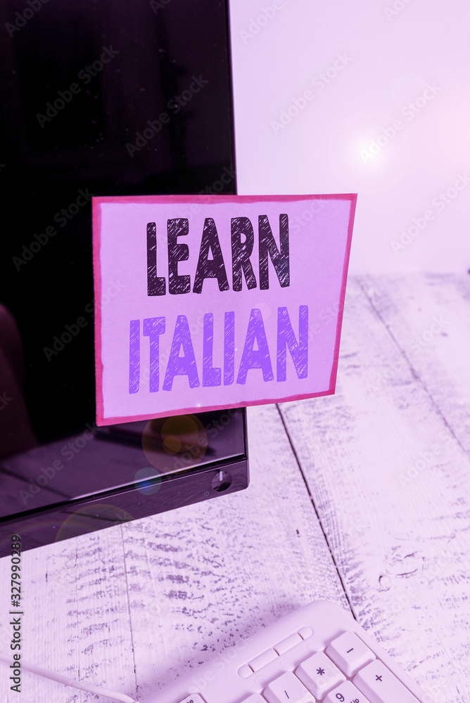 Poster conceptual hand writing showing learn italian. concept meaning gain or acquire knowledge of speaking