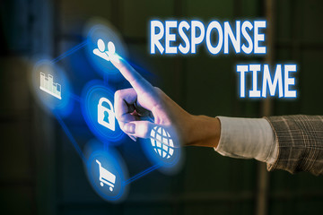 Writing note showing Response Time. Business concept for The amount of time that a demonstrating or...
