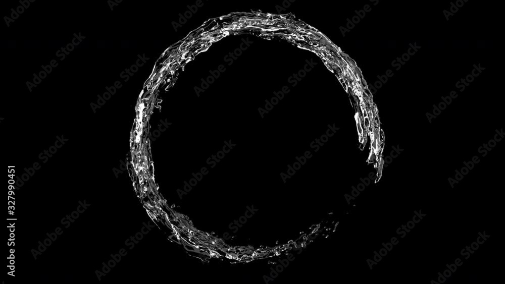 Poster 4k close up beauty slow motion liquid splash water movement to circle shape. 3d animation include al