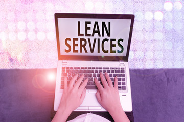 Conceptual hand writing showing Lean Services. Concept meaning application of the lean...
