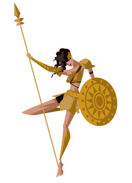 Greek Amazon Female Warrior With Shield