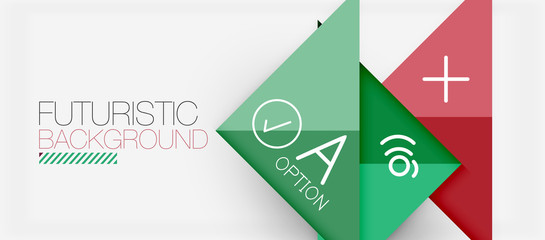 Abstract background, geometric business multicolored paper infographic - triangle frames for text, icons or graphics on light background with copyspace. Vector Illustration For Wallpaper, Banner
