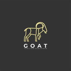 Vector Logo Illustration Goat Line Art Style.