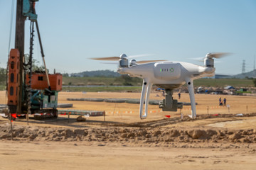 Fototapeta na wymiar A drone survey at construction site