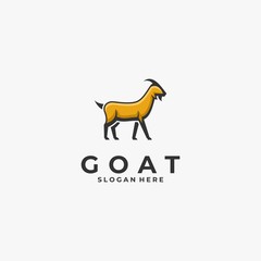 Vector Logo Illustration Goat Mascot Cartoon Style.