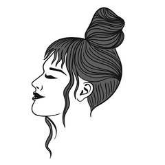 Female hairstyle bump gray color isolate on white background. Vector graphics.