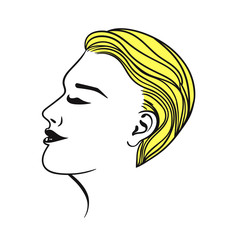 Female short haircut yellow isolate on a white background. Vector graphics.