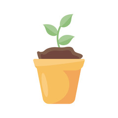 plant in a pot icon, flat detail style