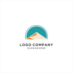 simple vector line art mountain landscape logo, mountain mono line art logo vector design