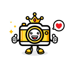 Naklejka premium Vector design of the camera king mascot