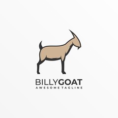 Vector Logo Illustration Goat Mascot Cartoon Style.