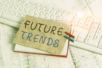 Handwriting text writing Future Trends. Conceptual photo forecasts affecting technology customers...