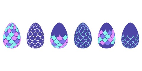 Easter eggs with  mermaid scales vector background