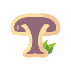 mushroom in half icon, flat detail style