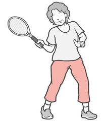 Obraz na płótnie Canvas テニス　中年女性　シニア　スポーツ