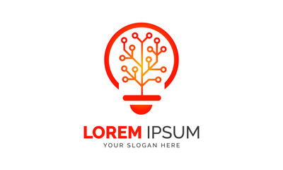Abstract Technology Bulb Brain Company Logo Design Graphic Elements Template Ai