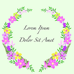 Cute floral frame invitation template design