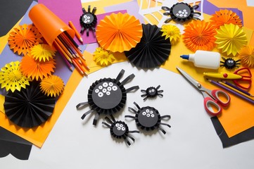 Halloween holiday spider made of paper.
