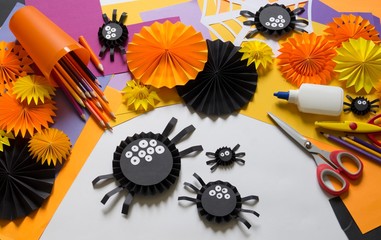 Halloween holiday spider made of paper.