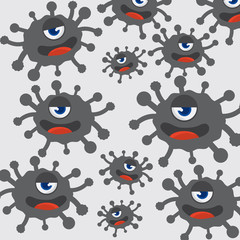 Viruses Cartoon Bacteria Character Of Bacterial Infection Vector Illustration