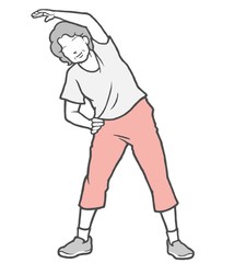 ラジオ体操　腕伸ばし　中年女性　シニア　女