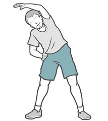 ラジオ体操　腕伸ばし　中年男性　シニア　男