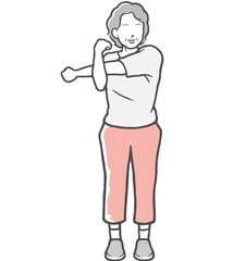 中年女性　シニア　女　腕伸ばし