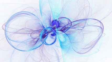 Abstract blue glowing shapes. Fantasy light background. Digital fractal art. 3d rendering.