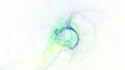 Abstract green glowing shapes. Fantasy light background. Digital fractal art. 3d rendering.