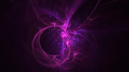 Abstract colorful purple glowing shapes. Fantasy light background. Digital fractal art. 3d rendering.