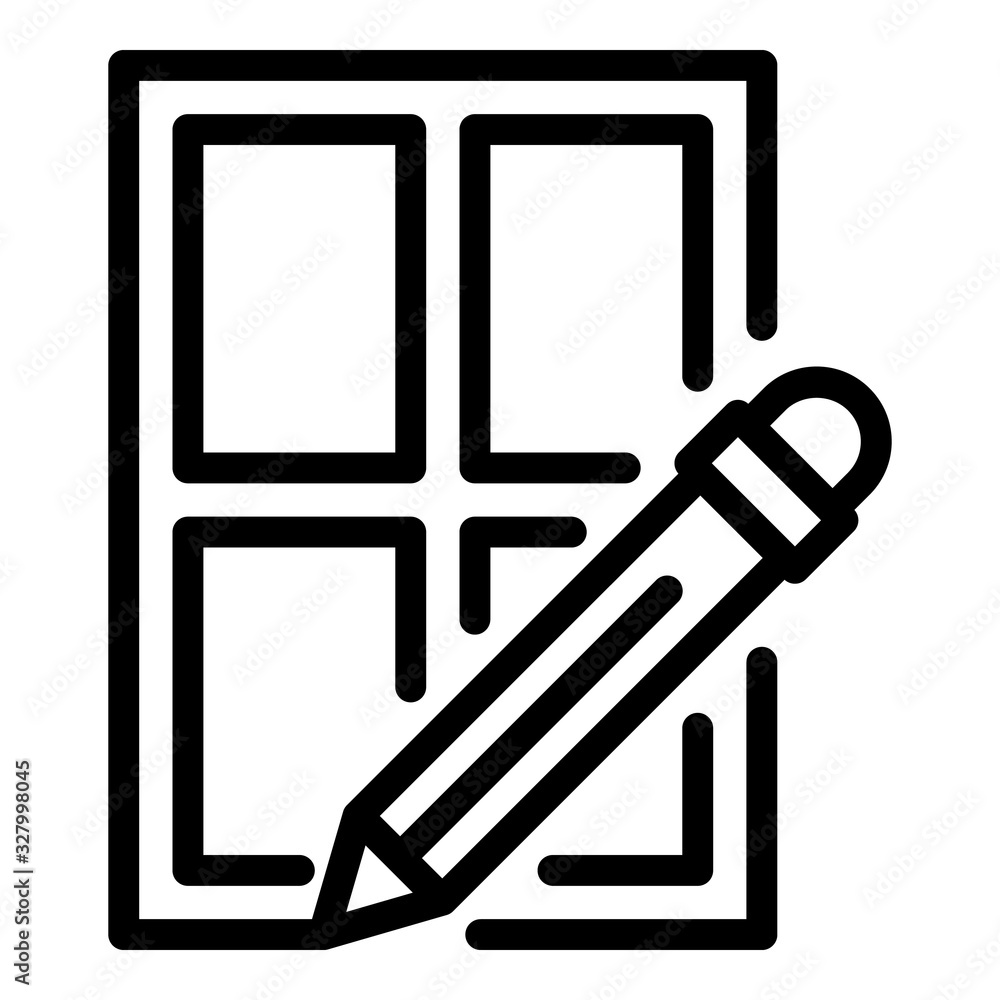 Poster pen writing window icon. outline pen writing window vector icon for web design isolated on white bac