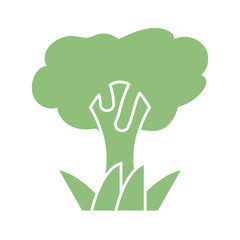 tree and grass icon, silhouette style