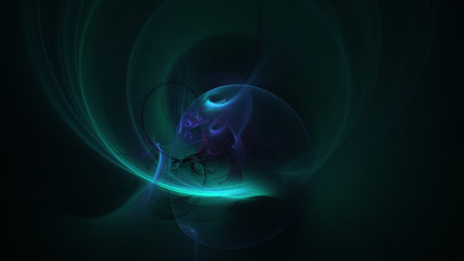 Abstract colorful blue glowing shapes. Fantasy light background. Digital fractal art. 3d rendering.