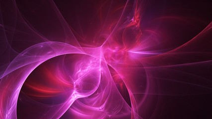 Abstract glowing red and pink shapes. Fantasy light background. Digital fractal art. 3d rendering.