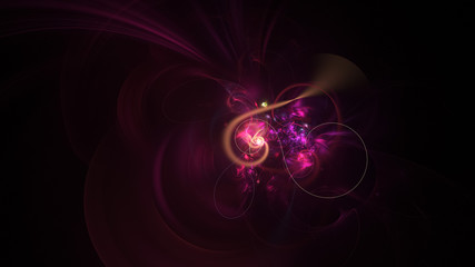 Abstract colorful crimson and orange glowing shapes. Fantasy light background. Digital fractal art. 3d rendering.