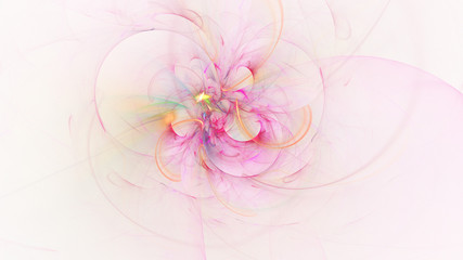 Abstract colorful crimson and orange glowing shapes. Fantasy light background. Digital fractal art. 3d rendering.