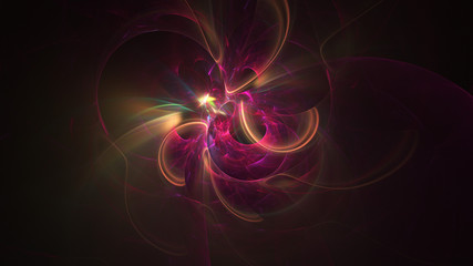 Abstract colorful crimson and orange glowing shapes. Fantasy light background. Digital fractal art. 3d rendering.