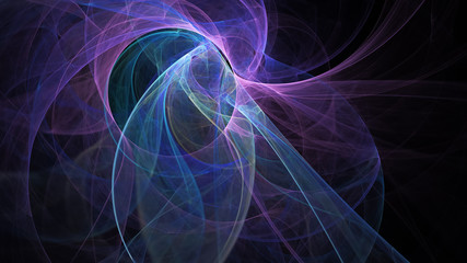 Abstract violet and blue transparent crystal shapes. Fantasy light background. Digital fractal art. 3d rendering.