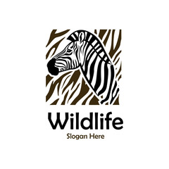 Zebra Animal Wildlife Square Pattern Abstract Illustration Icon Creative Logo  Design Template Element Vector
